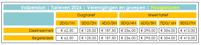 boeken van jeugdvakanties 2026 | tarieven